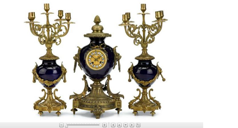 Appraisal: French porcelain and bronze mounted clock garniture late th century