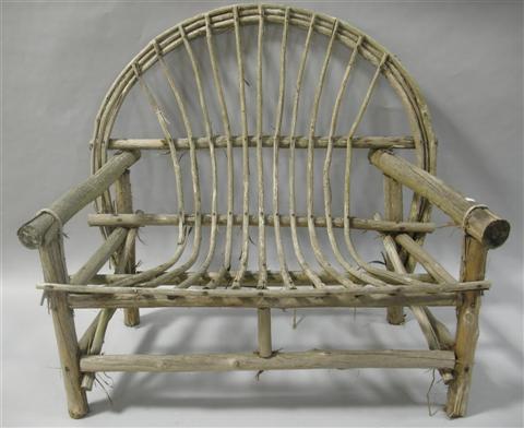 Appraisal: MODERN BENT WOOD GARDEN BENCH