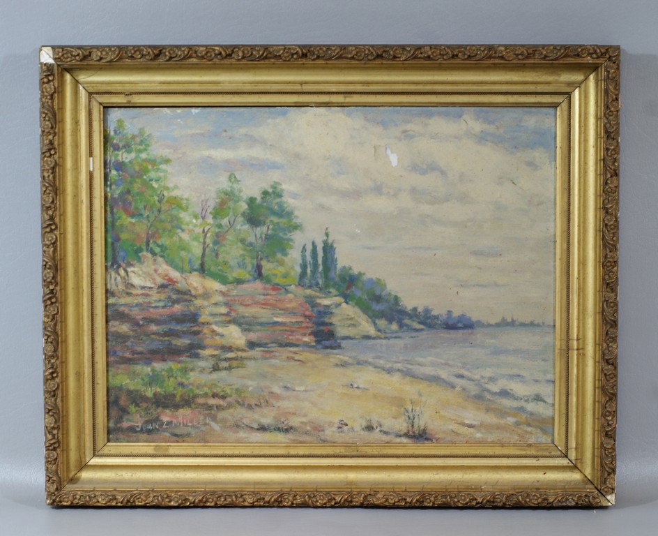 Appraisal: John Zollinger Miller Lancaster PA - oil on board lakeside