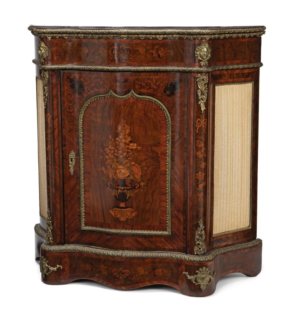 Appraisal: A French Louis XV-style cabinet Fourth-quarter th Century With serpentine