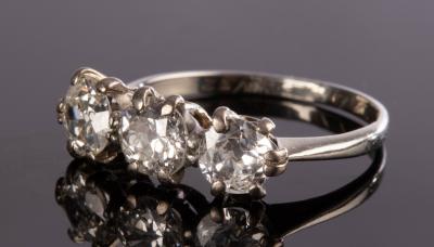 Appraisal: A diamond three-stone ring the central stone of approximately ct