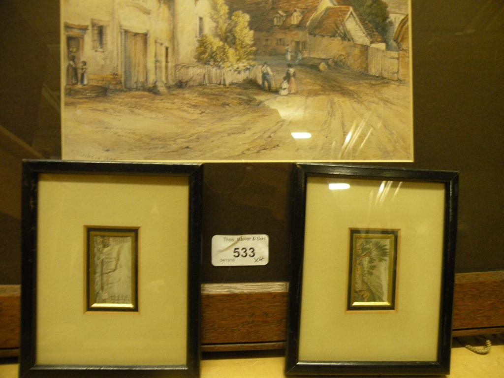 Appraisal: Oak framed coloured print Thaxted another Greenwich and a pair