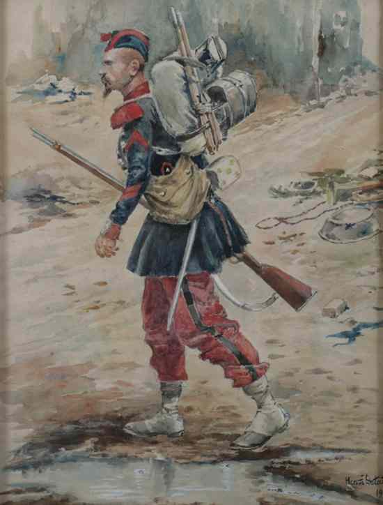 Appraisal: HENRI DETAILLE French th th century SOLDIER signed and dated