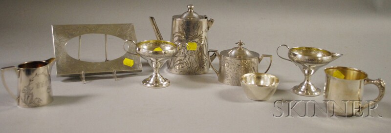 Appraisal: Eight Sterling Silver Table Articles a weighted footed creamer and