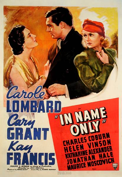 Appraisal: In Name Only RKO one-sheet condition A- linen-backed featuring beautiful