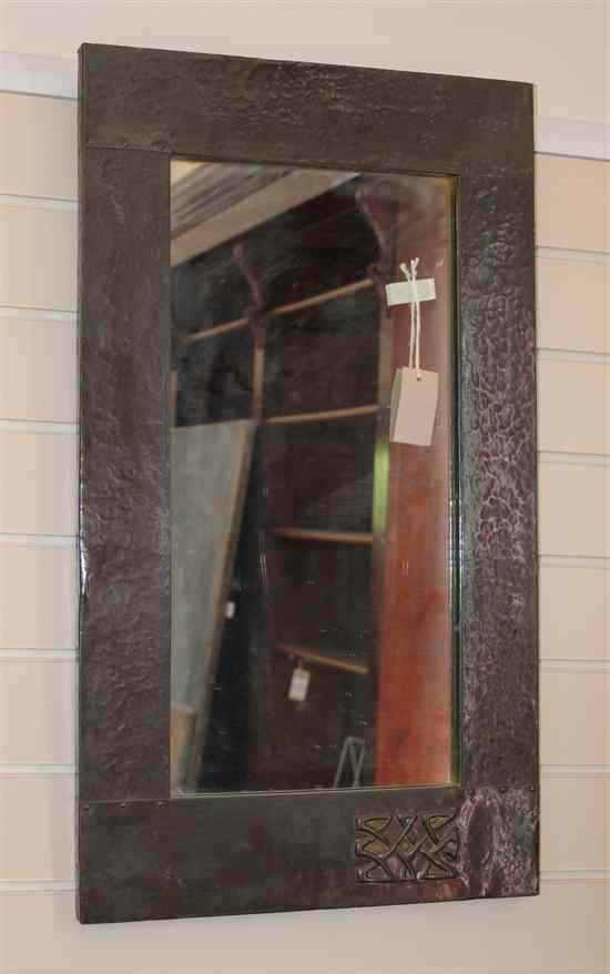 Appraisal: An Arts Crafts copper overlaid rectangular wall mirror x in