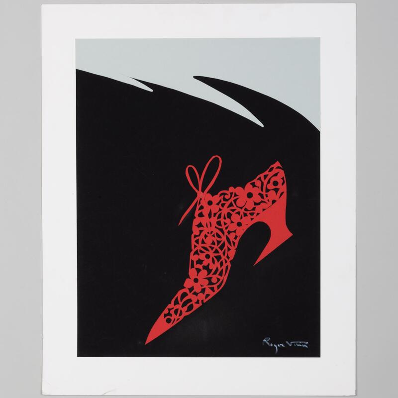 Appraisal: Roger Vinn Red Shoe and Black Shoe Two paper cutout