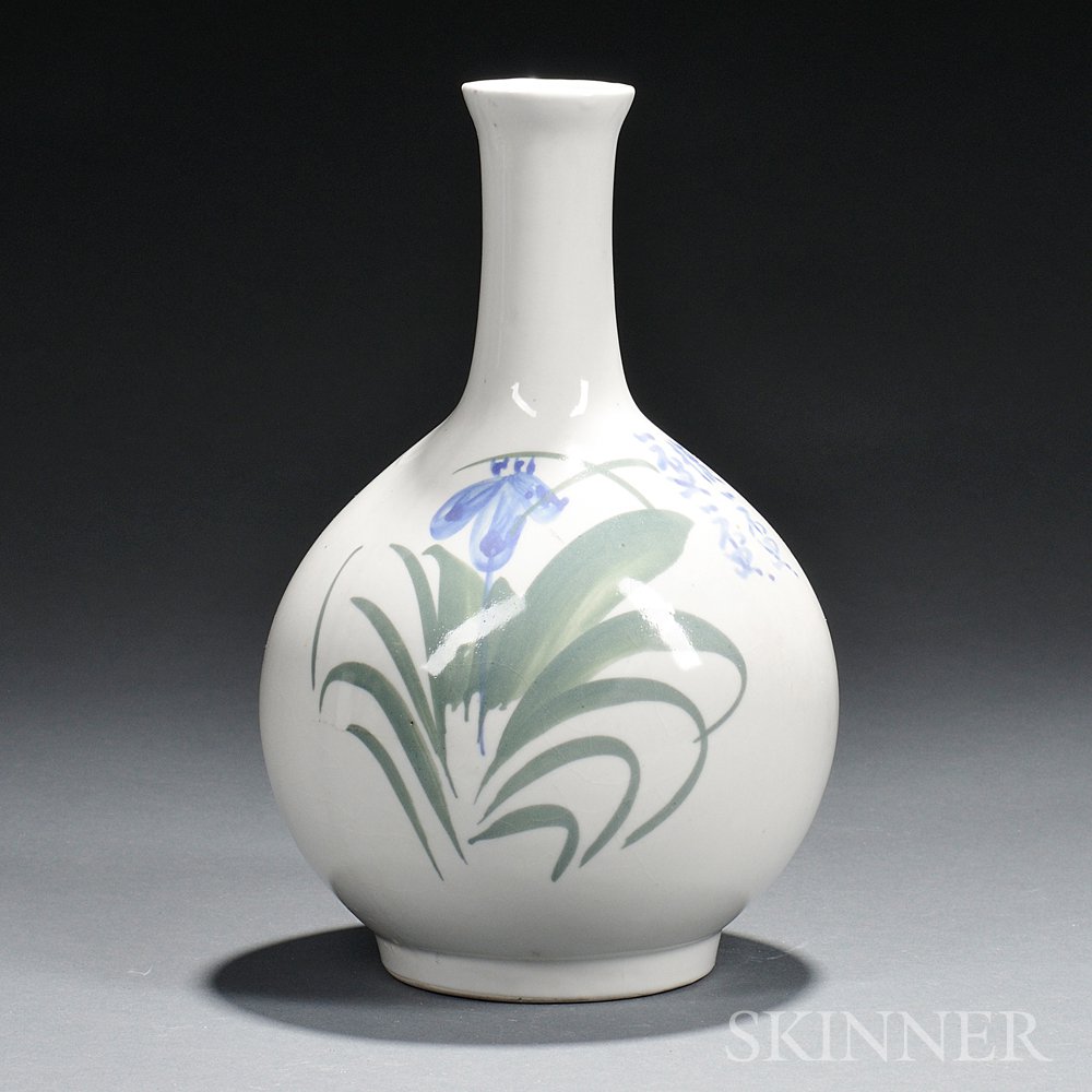 Appraisal: White Porcelain Wine Bottle Korea globular body with slender neck