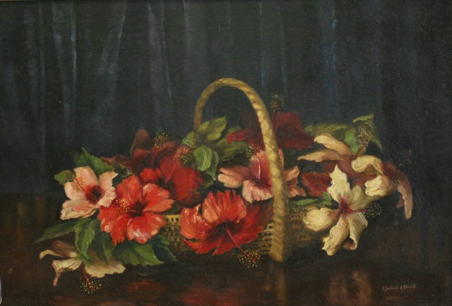 Appraisal: Muriel Elliot born Still Life with Hibiscus oil on board