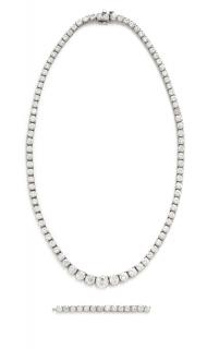 Appraisal: A Platinum and Diamond Rivi re Necklace dwts Property from