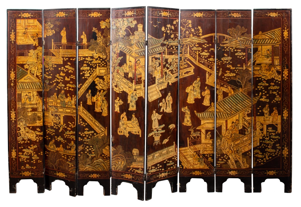 Appraisal: CHINESE PANEL COROMANDEL WOOD SCREEN Antique Chinese lacquered wood coromandel