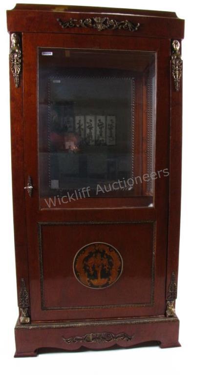 Appraisal: A mahogany curio cabinet French polish finish in period style