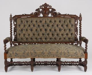 Appraisal: th c French carved oak settee th century French Renaissance