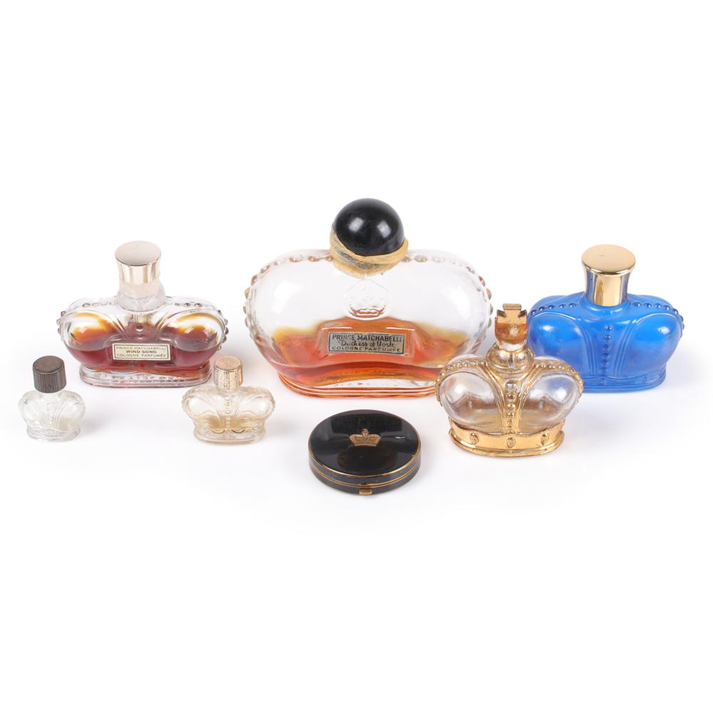 Appraisal: Prince Matchabelli pc group six perfume bottles and a compact