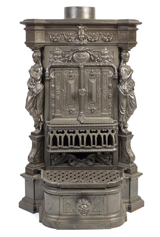 Appraisal: Sale Lot A Continental Cast Iron Stove with female caryatids