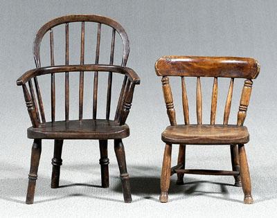 Appraisal: Two Windsor child's chairs both of mixed hardwoods one comb