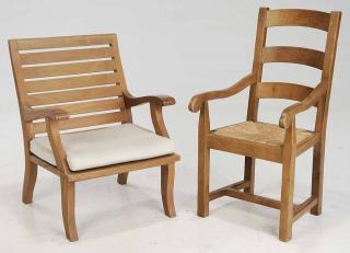 Appraisal: Slat Back Arm Chair and Lounge Chair one slat back