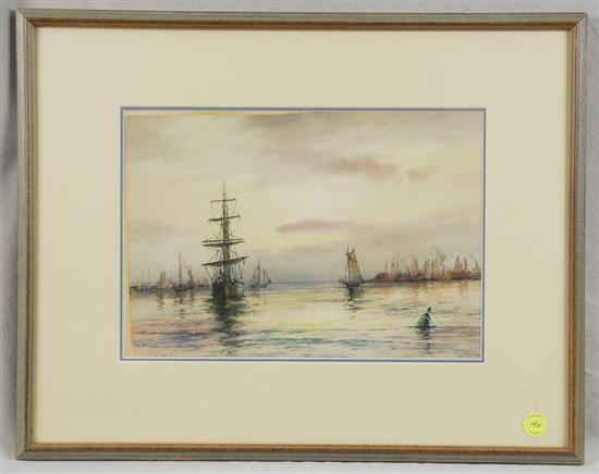 Appraisal: CHARLES RUSSELL LOOMIS American - SAILING SHIPS IN BOSTON HARBOR