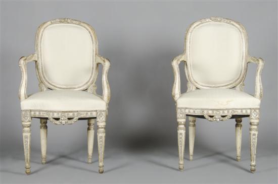 Appraisal: A Pair of Louis XV Style Painted and Parcel Silvered