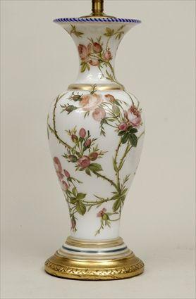 Appraisal: Continental Enameled and Gilt Opaque White Glass Vase Mounted as