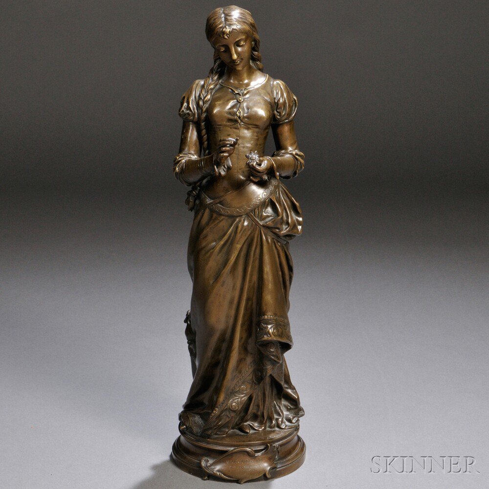 Appraisal: After Adrien-Etienne Gaudez French - Marguerite bronze figure in a