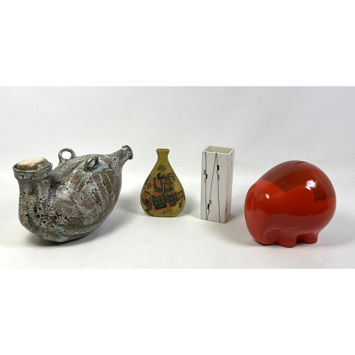 Appraisal: pc Modern Design Lot BALDELLI Italy Glazed Elephant Bank Pottery