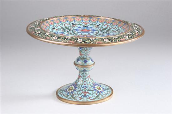 Appraisal: CHINESE CLOISONN ENAMEL TAZZA Qing Dynasty Floral decoration - in