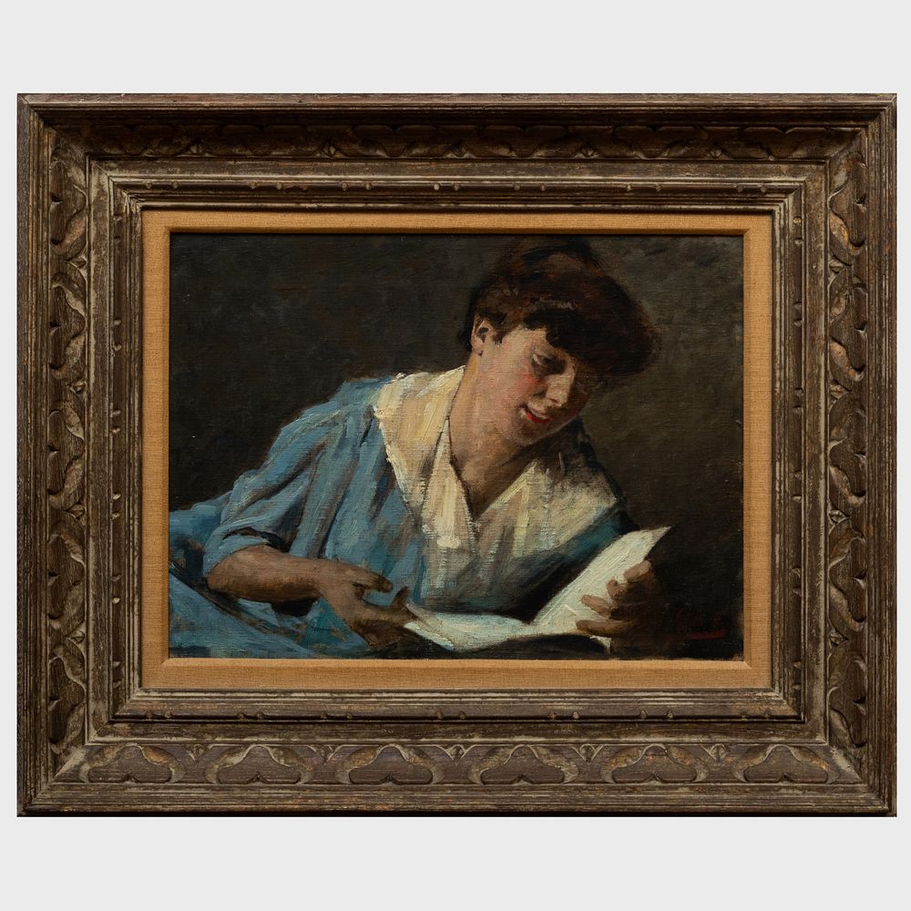 Appraisal: Armin Glatter - Woman with Book Oil on canvas indistinctly