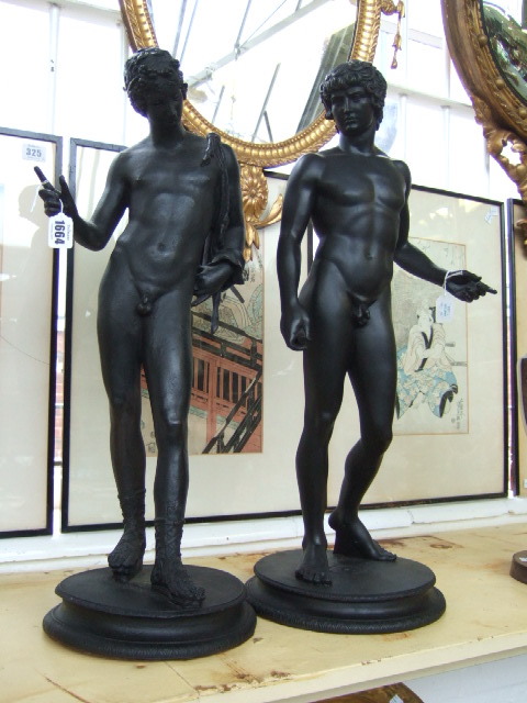 Appraisal: A pair of composition bronzed figures of David and Narcissus