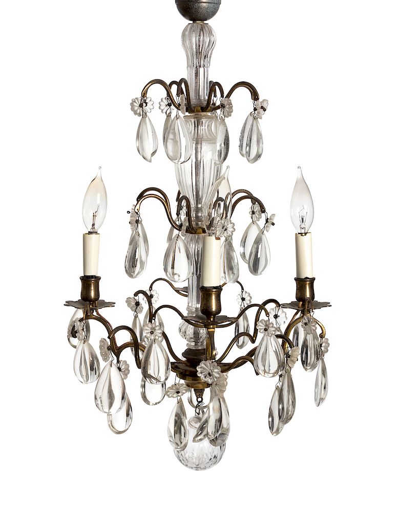 Appraisal: A Louis XV Style Gilt Metal and Crystal Four-Light Chandelier