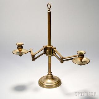 Appraisal: Adjustable Two-arm Brass Lighting Device possibly France early th century