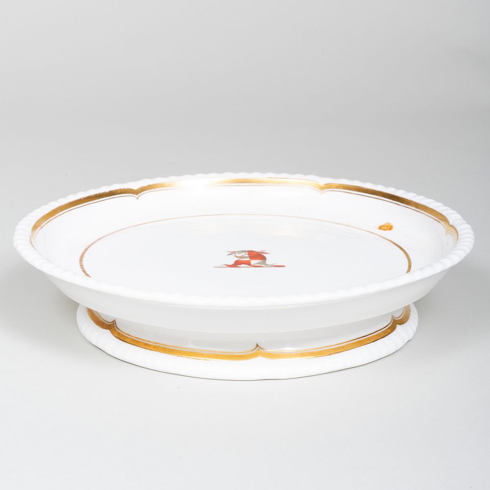 Appraisal: Spode Porcelain Circular Armorial Tazza Iron red mark x in