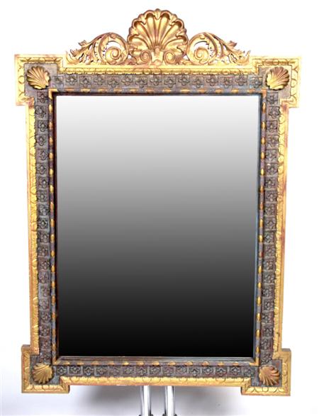 Appraisal: A large Empire style giltwood mirror the shell pediment flanked