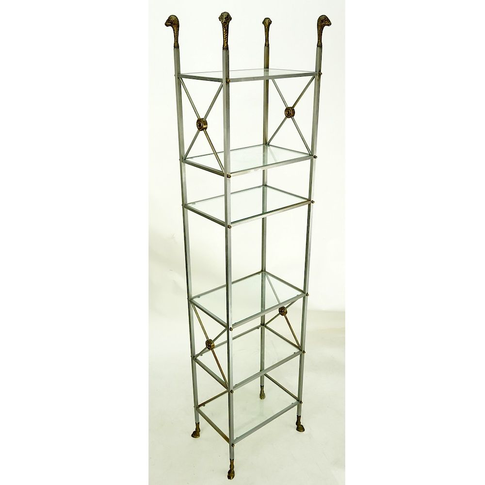 Appraisal: Figural Brass And Metal Etagere Figural Brass And Metal Etagere