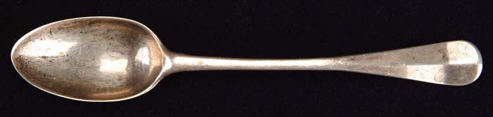 Appraisal: EARLY AMERICAN COIN SILVER SPOON Maker s mark JE probably