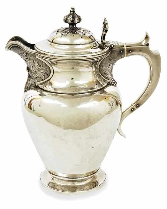 Appraisal: A SCOTTISH STERLING SILVER COFFEE POT MAKER'S MARK ROBB WHITTET