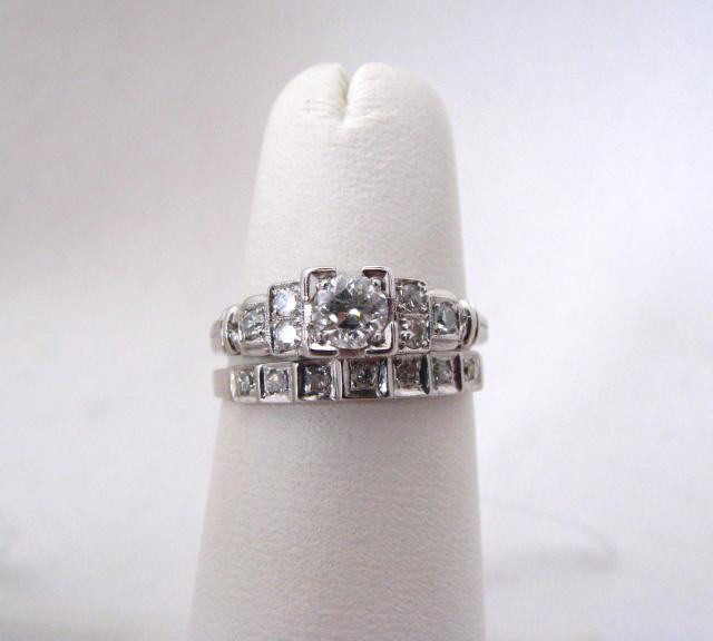 Appraisal: K white gold diamond wedding set with approximately ct center