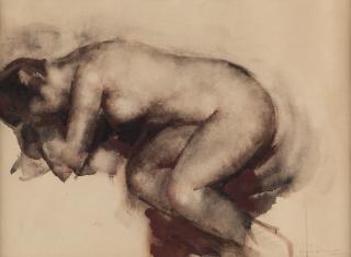 Appraisal: GRIGORY GLUCKMANN RUSSIAN - A Nude Woman at Rest gouache