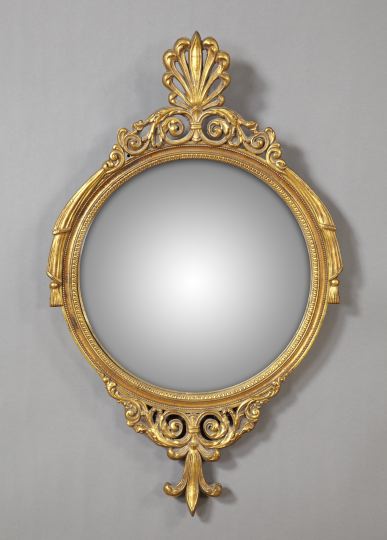 Appraisal: Federal-Style Giltwood Convex Looking Glass early th century the crest