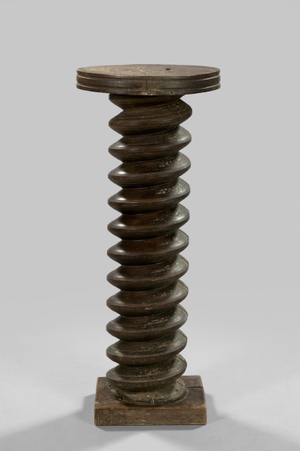 Appraisal: Striking Continental Boldly Spiral-Turned Wooden Pedestal first quarter th century