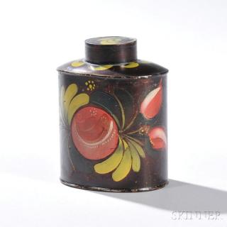 Appraisal: Painted Tin Tea Canister Pennsylvania or Connecticut c - with