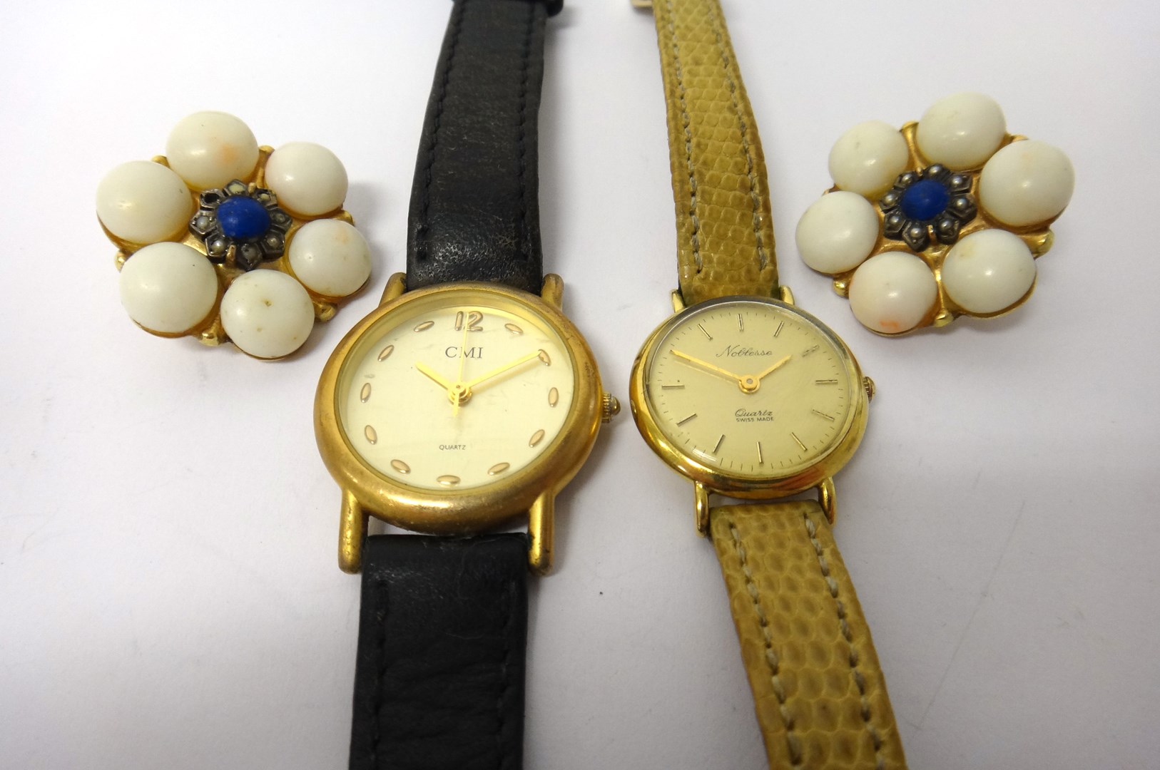 Appraisal: A lady's gold cased Noblesse Quartz wristwatch the case back