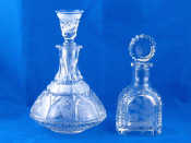 Appraisal: Two Soviet cut glass decanters one broad based cut and