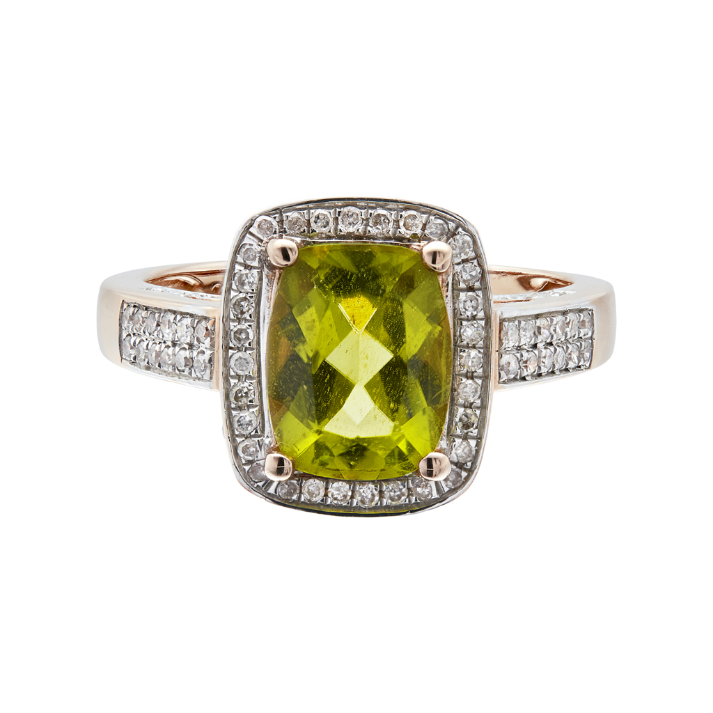 Appraisal: A peridot and diamond set ring claw set with an