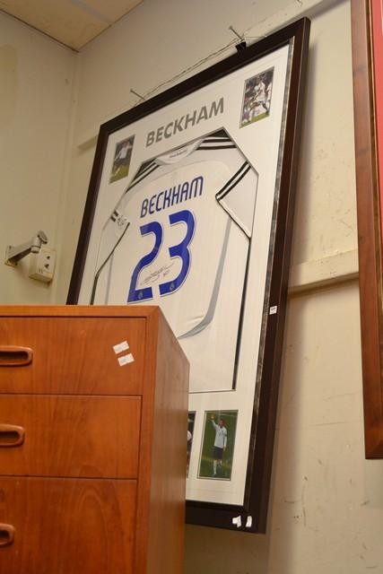 Appraisal: A SIGNED FRAMED DAVID BECKHAM JERSEY