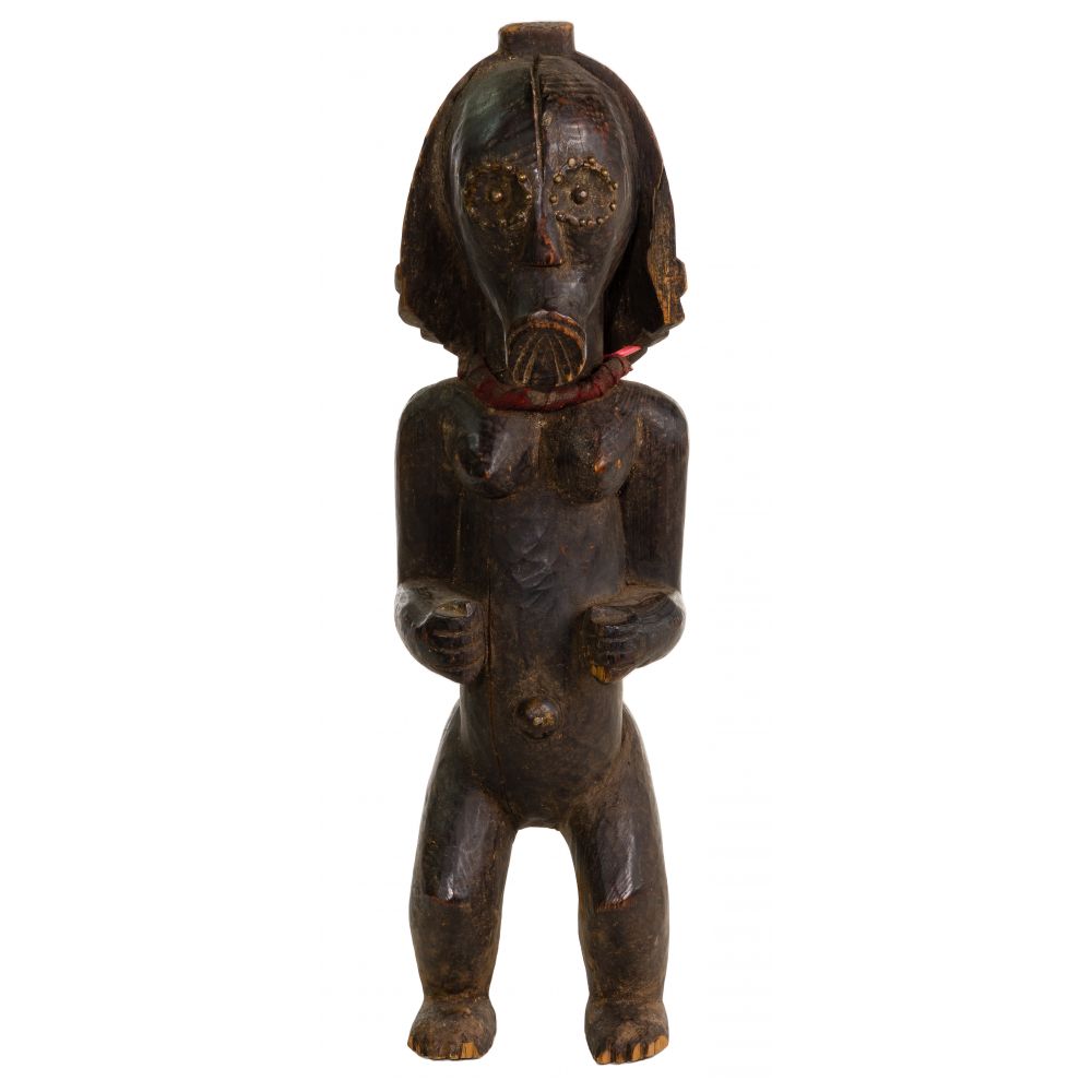 Appraisal: AFRICAN FANG RELIQUARY FEMALE FIGUREHaving brass eyes and belly button