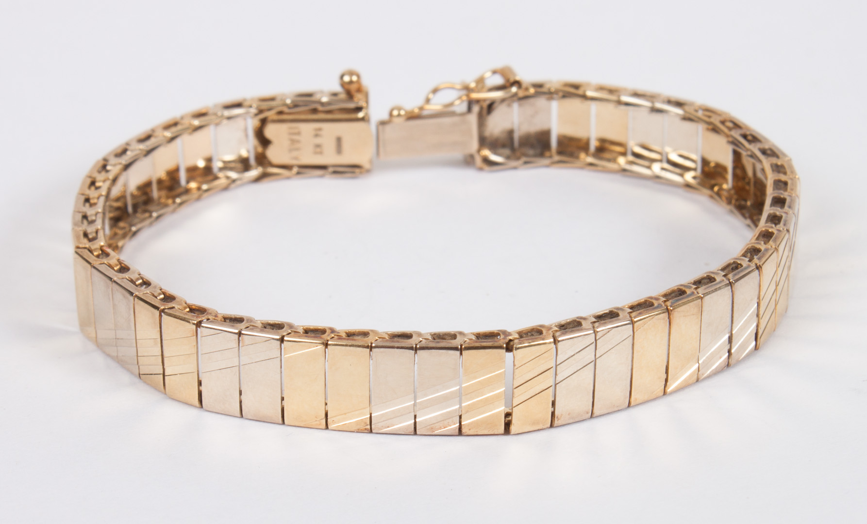 Appraisal: Italian K two-tone gold flexible link bracelet in L grams