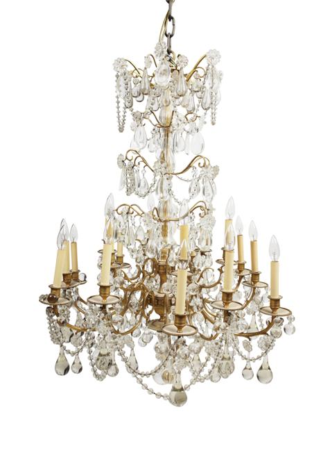 Appraisal: GILT METAL AND CUT GLASS CHANDELIER EARLY TH CENTURY with