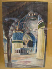 Appraisal: A Russian oil on board of a mosque interior titled