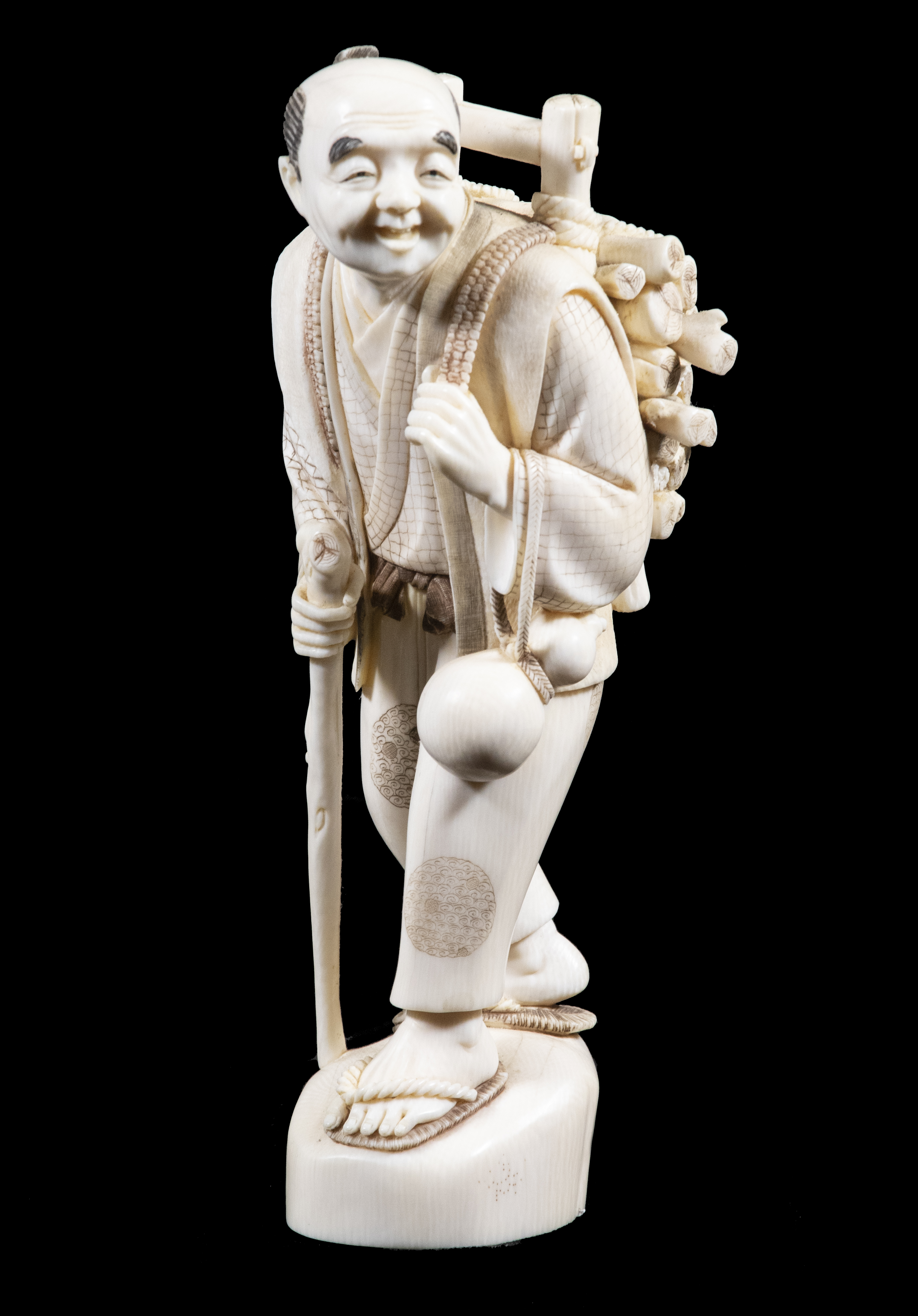 Appraisal: TH C JAPANESE IVORY OKIMONO SIGNED Meiji Period Figure of